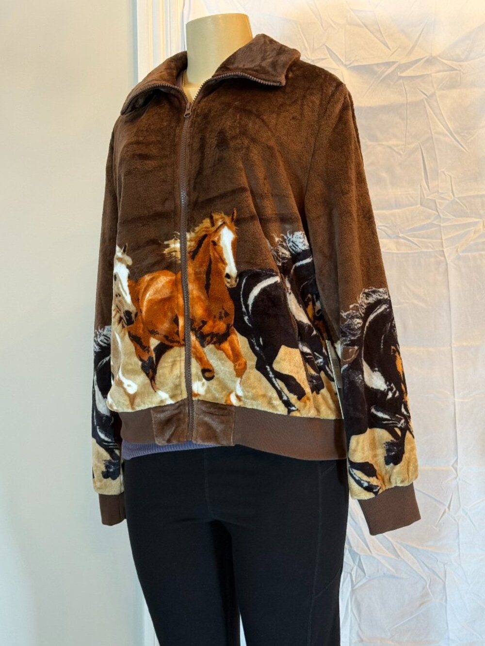 Rock & Roll Denim Wild Horses Fleece Zip Jacket Women's M New With Tags!